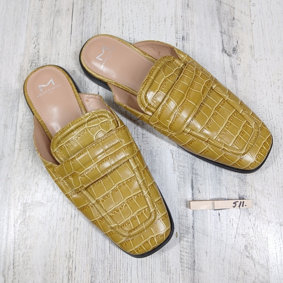 NEW Marc Fisher Ltd Flyta Croc Embossed Yellow Leather Square Toe Loafer #511 - Picture 13 of 13